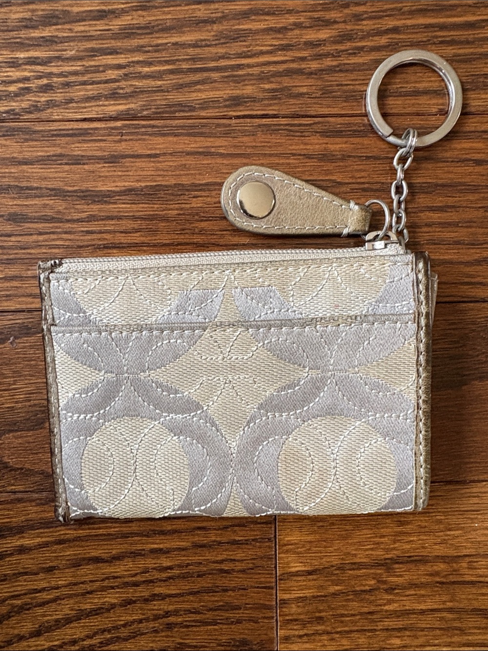 Coach Vintage Mini Skinny ID Case | Top Zip | Key Fob Silver Tone Snap
